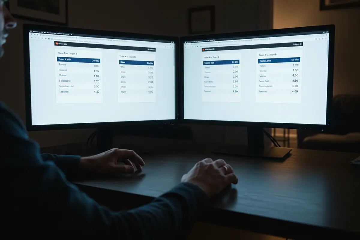 Plusieurs écrans affichant des cotes différentes pour un même match de football