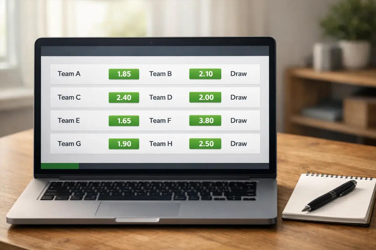 Écran affichant des cotes de paris sur un match de football