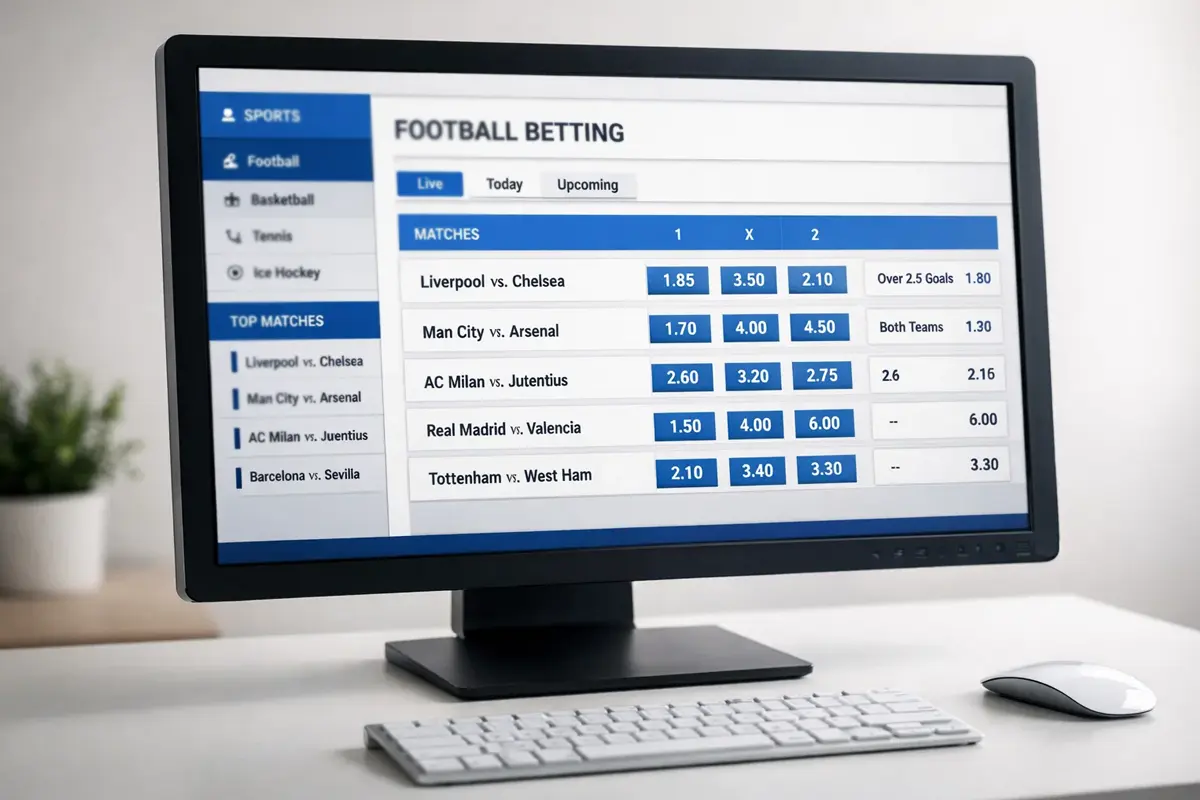 Interface &eacute;pur&eacute;e de site de paris avec cotes football visibles